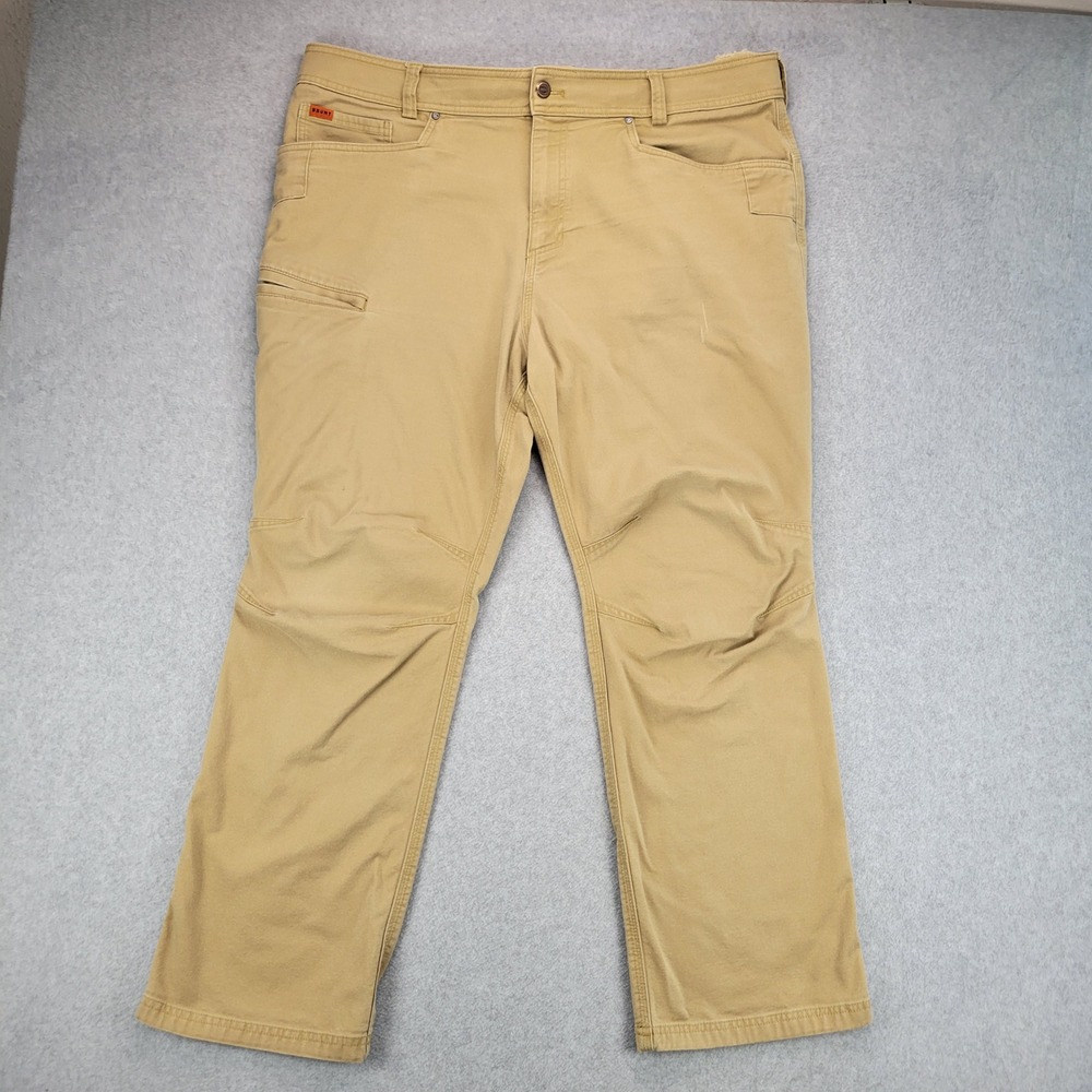 Brunt Work Pants Mens Fits 40x28 Khaki Tan Canvas Utility Articulated Knee